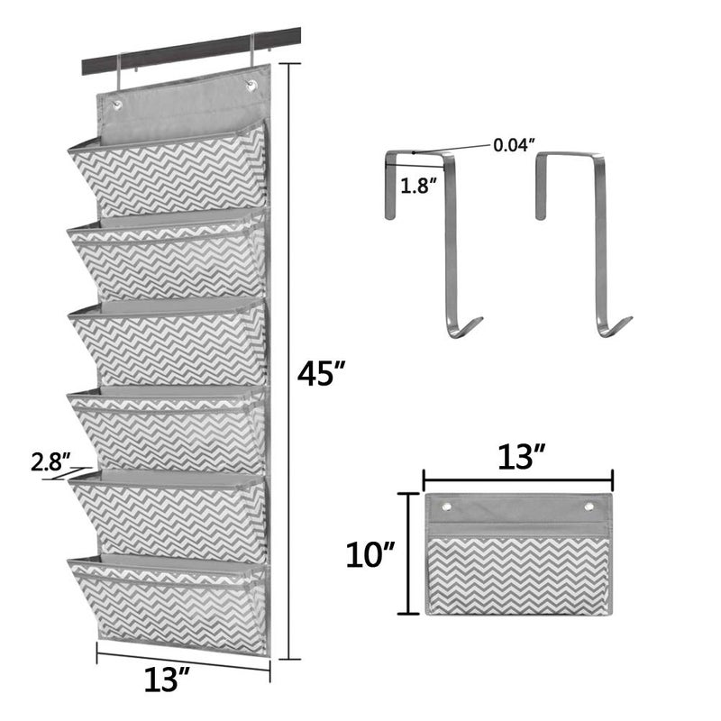 Eamay Hanging File Organizer Wall Mount Storage Pocket Chart, Over The Door Office Supplies Pocket Chart for Classroom, School, Home Use - 2 Over Door Hanger Included (Wave Pattern) - Image 4